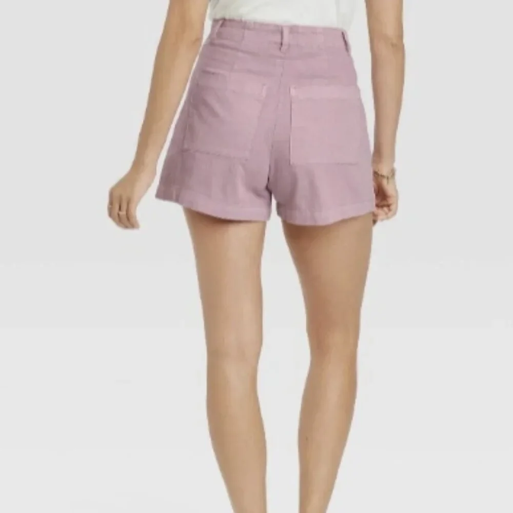 Universal Thread Orchid Lane Pink Pleated High Waisted Denim Jean Shorts Sz 4 - Picture 3 of 14